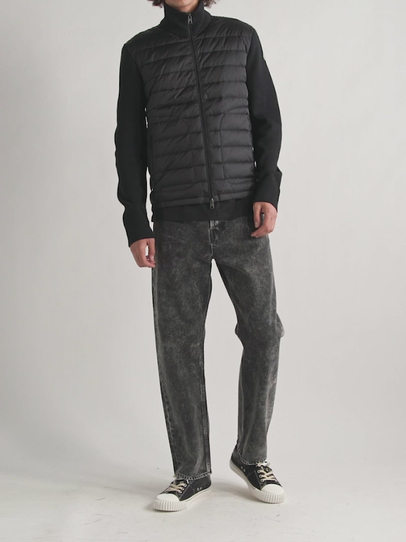 Slim-Fit Paneled Wool-Blend and Quilted Shell Down Zip-Up Cardigan
