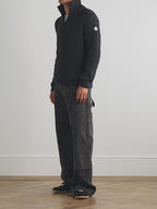 Logo-Appliquéd Ribbed Alpaca-Blend Zip-Up Cardigan