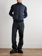Logo-Appliquéd Quilted Shell-Paneled Virgin Wool Down Cardigan
