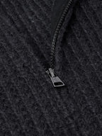 Logo-Appliquéd Ribbed Alpaca-Blend Zip-Up Cardigan