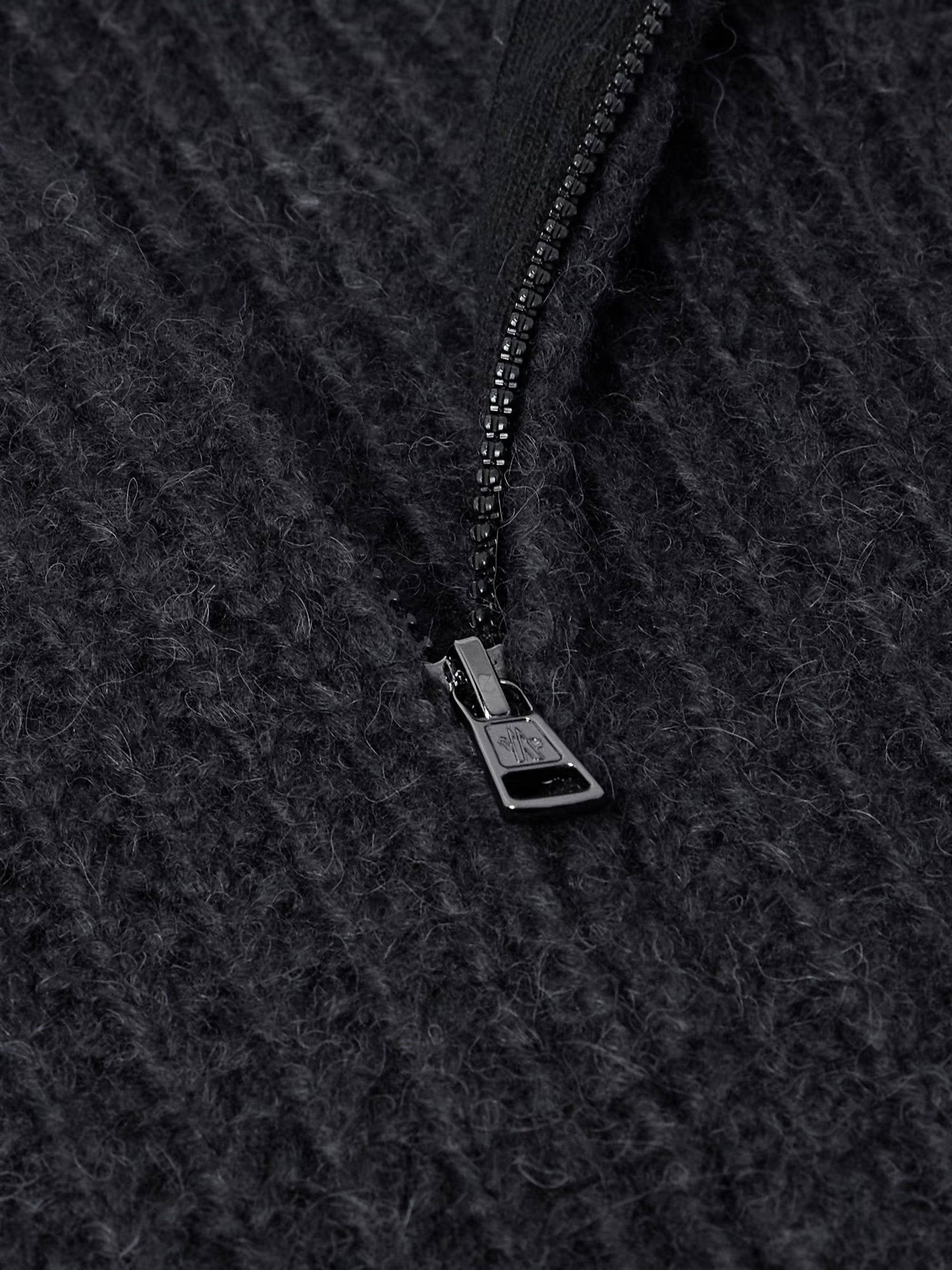 Logo-Appliquéd Ribbed Alpaca-Blend Zip-Up Cardigan