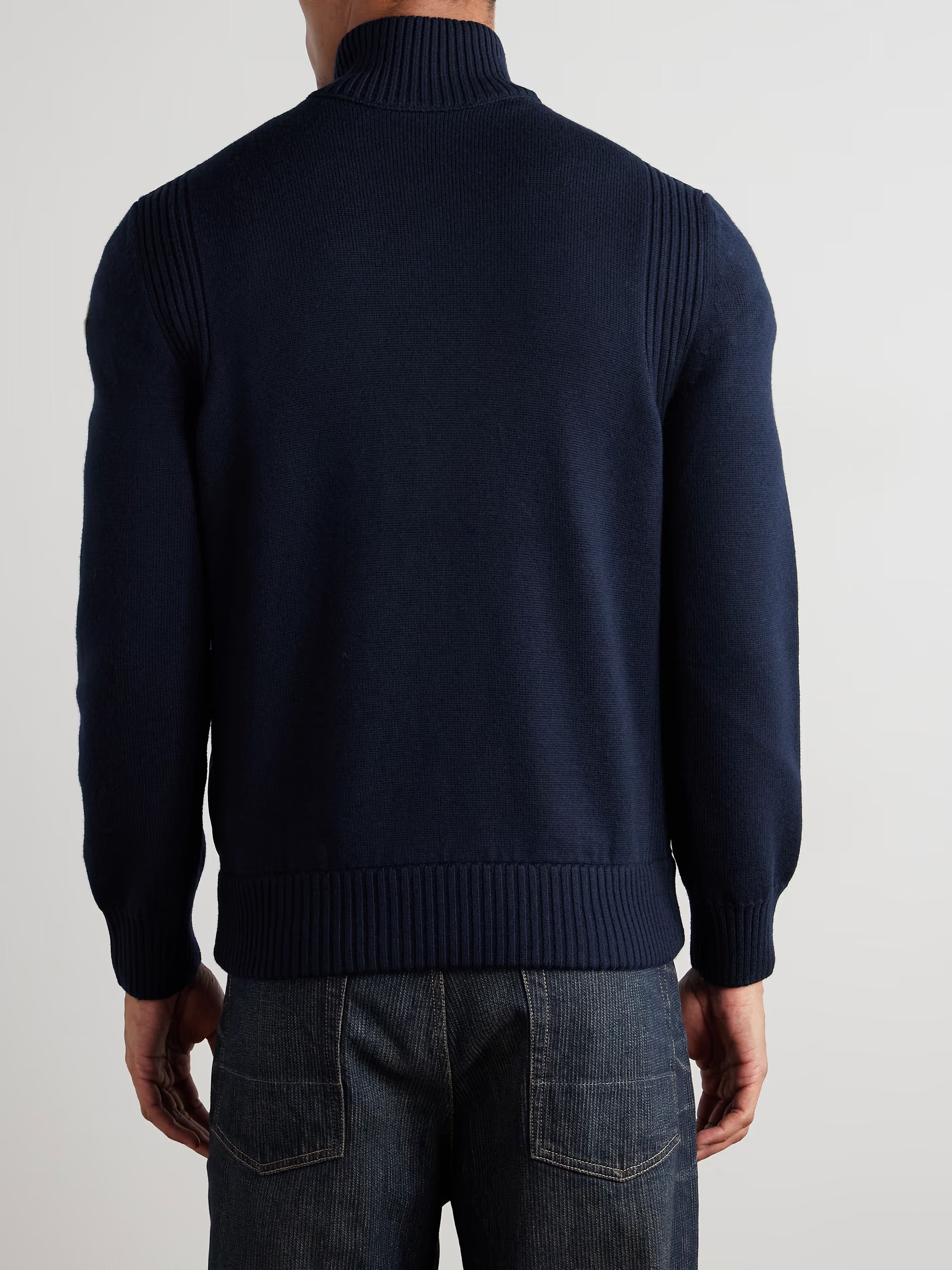 Logo-Appliquéd Quilted Shell-Paneled Virgin Wool Down Cardigan