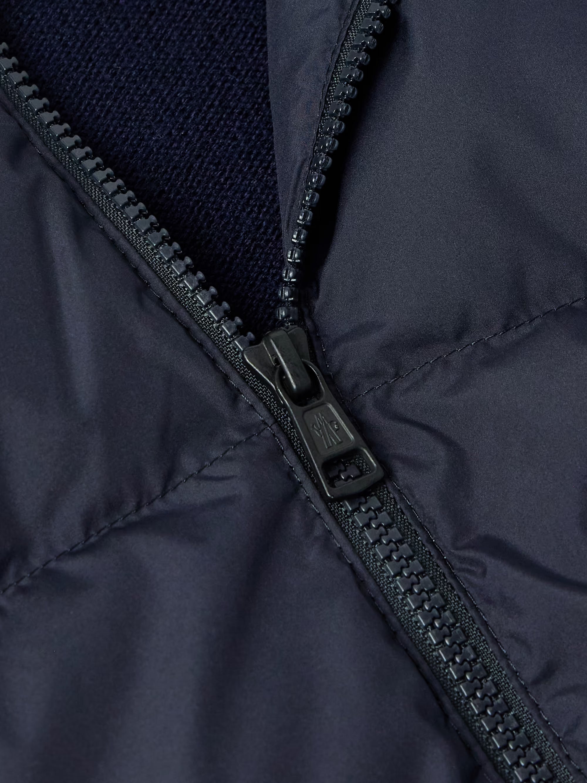 Logo-Appliquéd Quilted Shell-Paneled Virgin Wool Down Cardigan