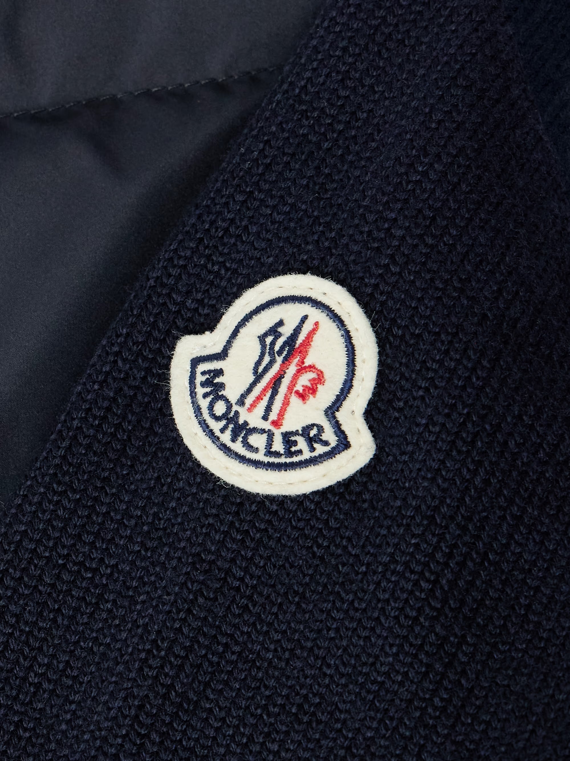 Logo-Appliquéd Quilted Shell-Paneled Virgin Wool Down Cardigan