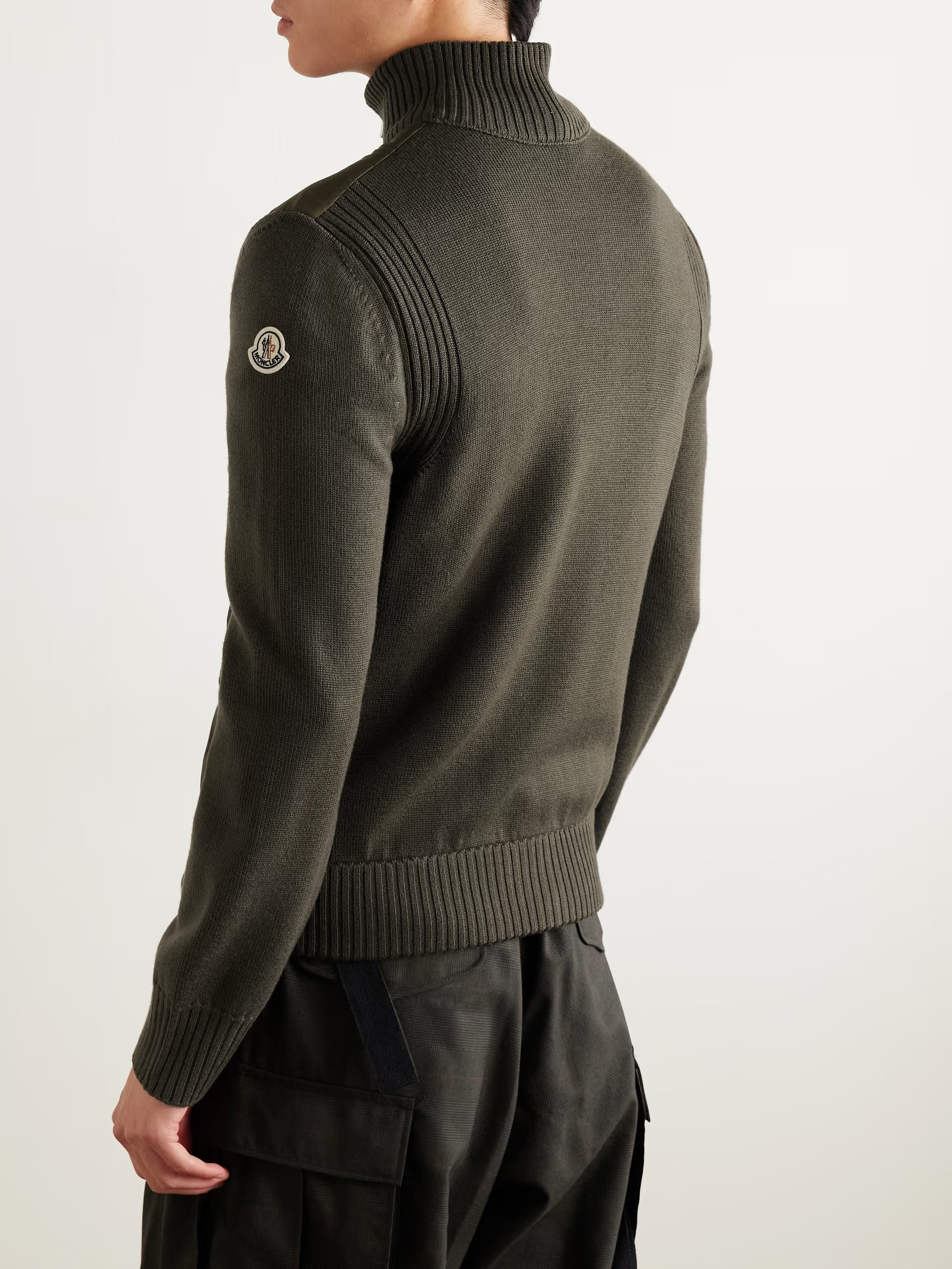 Logo-Appliquéd Quilted Shell-Paneled Virgin Wool Down Cardigan