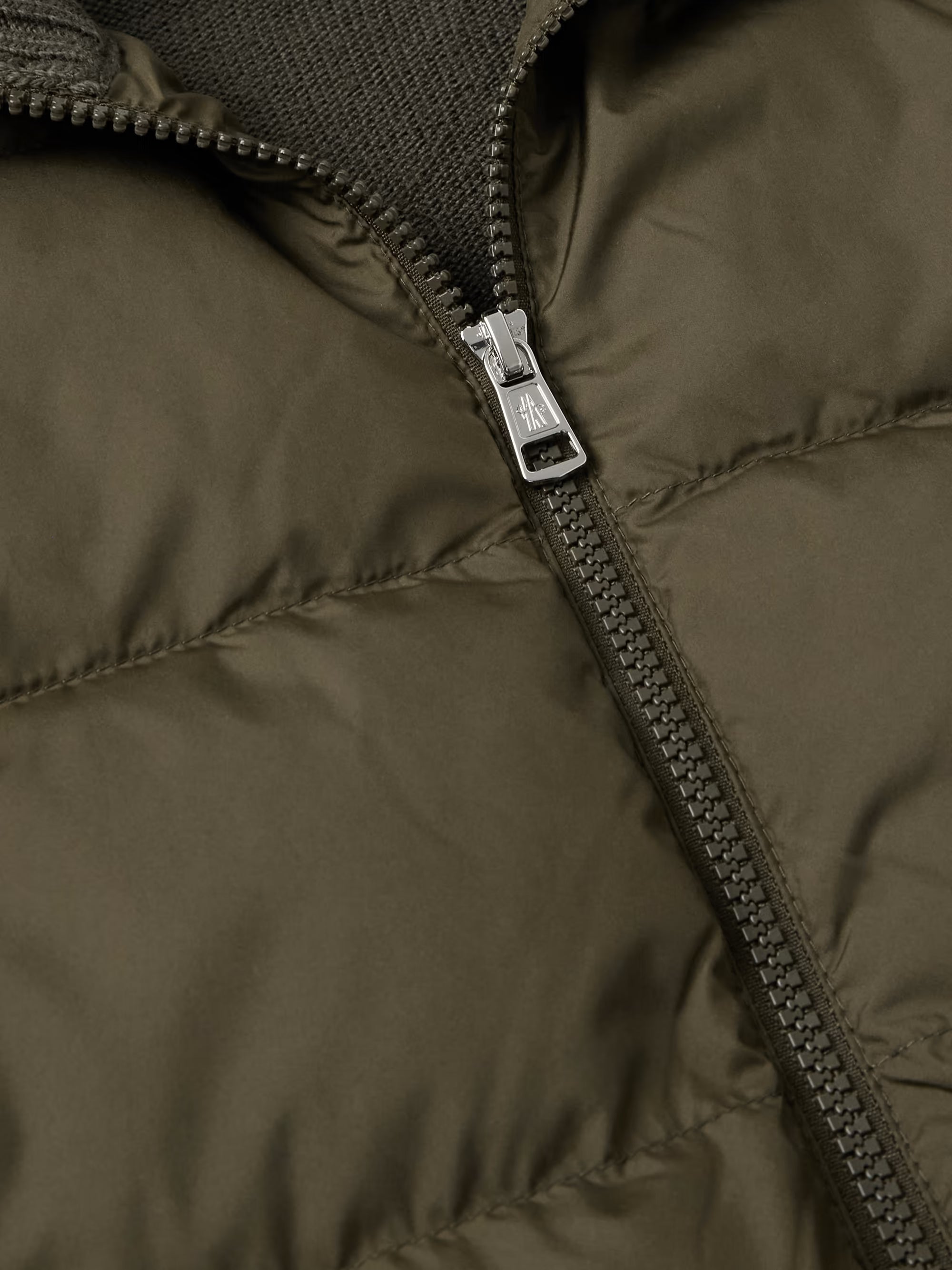 Logo-Appliquéd Quilted Shell-Paneled Virgin Wool Down Cardigan